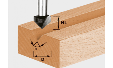 V-Nutfräser HW S8 D14/7/90°