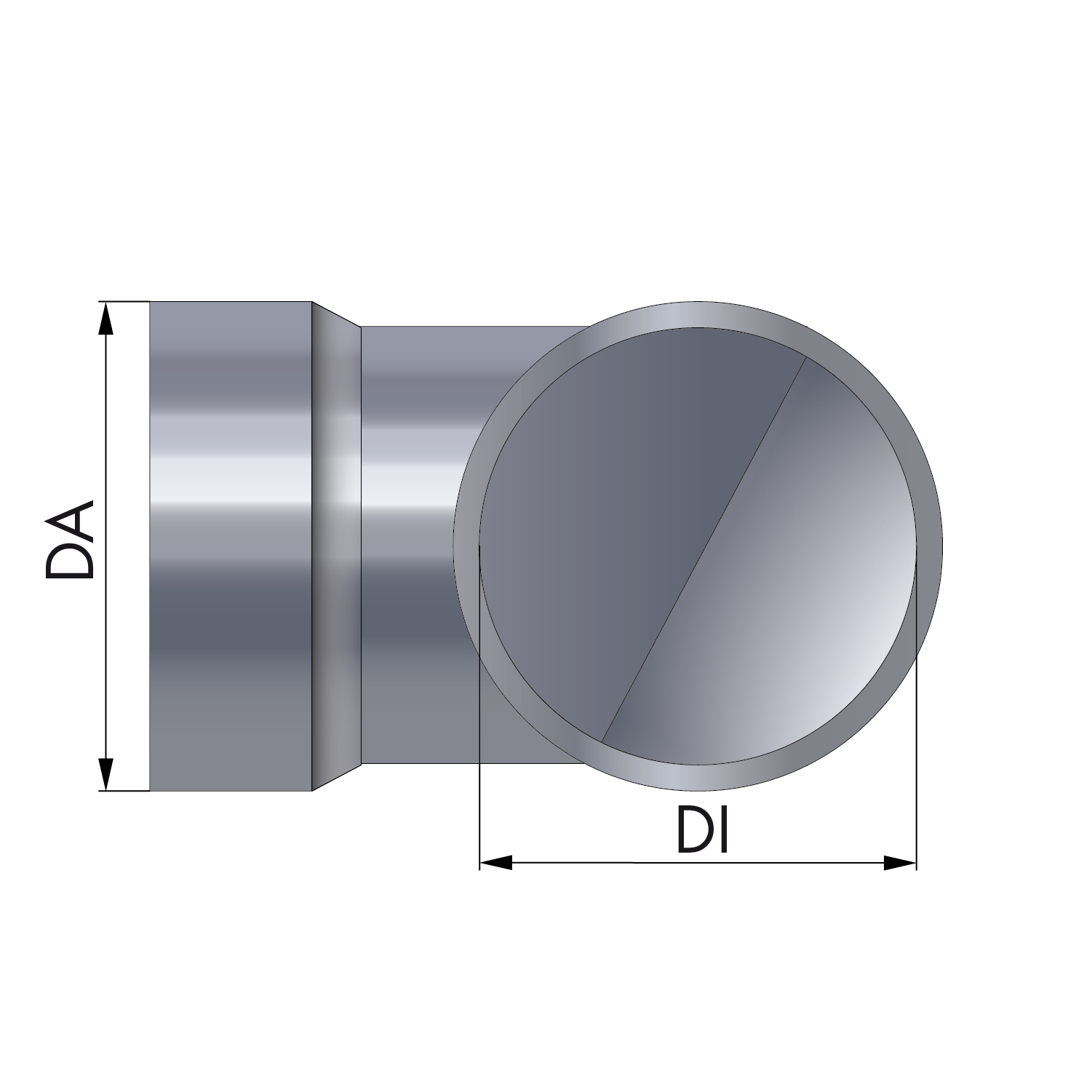 Koleno s hitrim priključkom | Ø DI 120 mm do Ø DA 120 mm