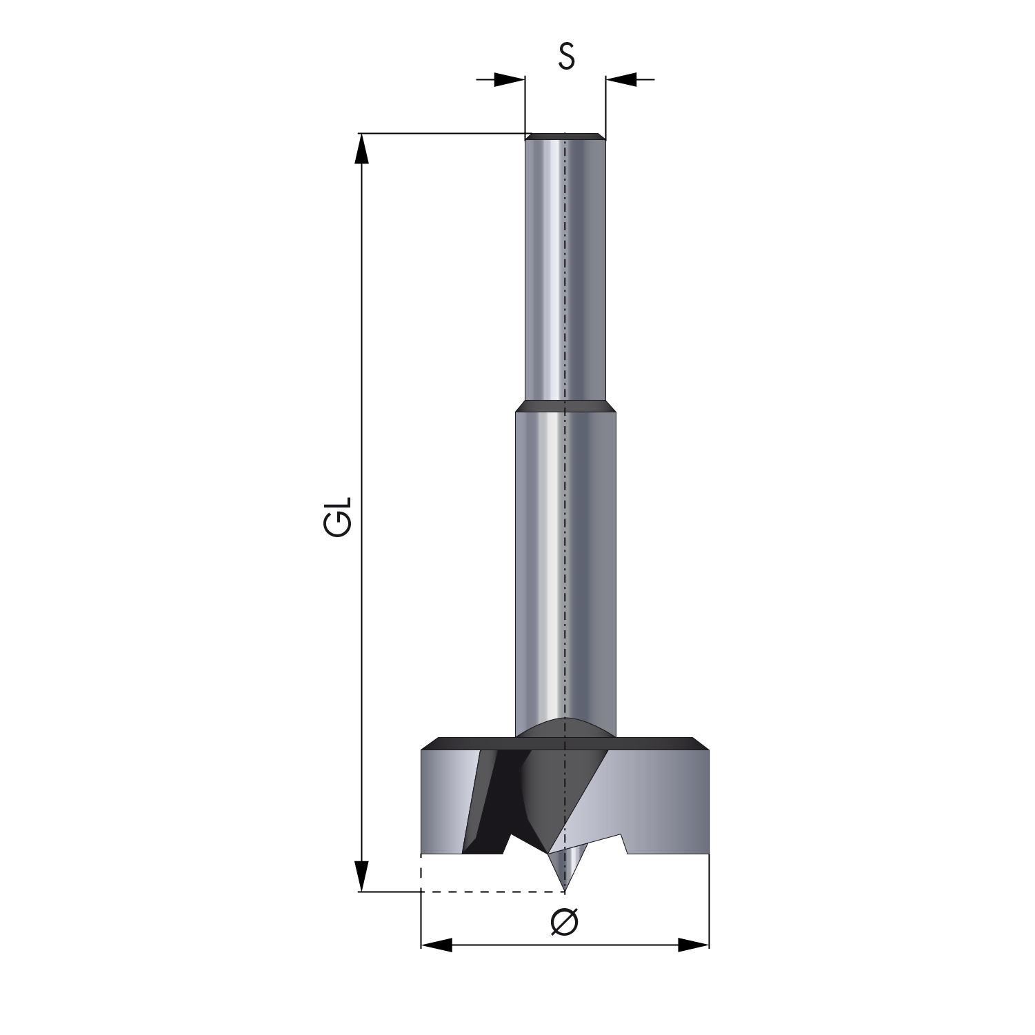 Kovček s Forstnerjevimi svedri in rezkarji za čepe