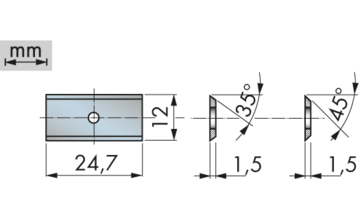 Wendeplatte | Breite 12 mm | Freiwinkel 45 °