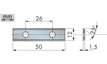 Omkeermessen | HW | Breedte 12 (mm) | Vrije hoek 35°